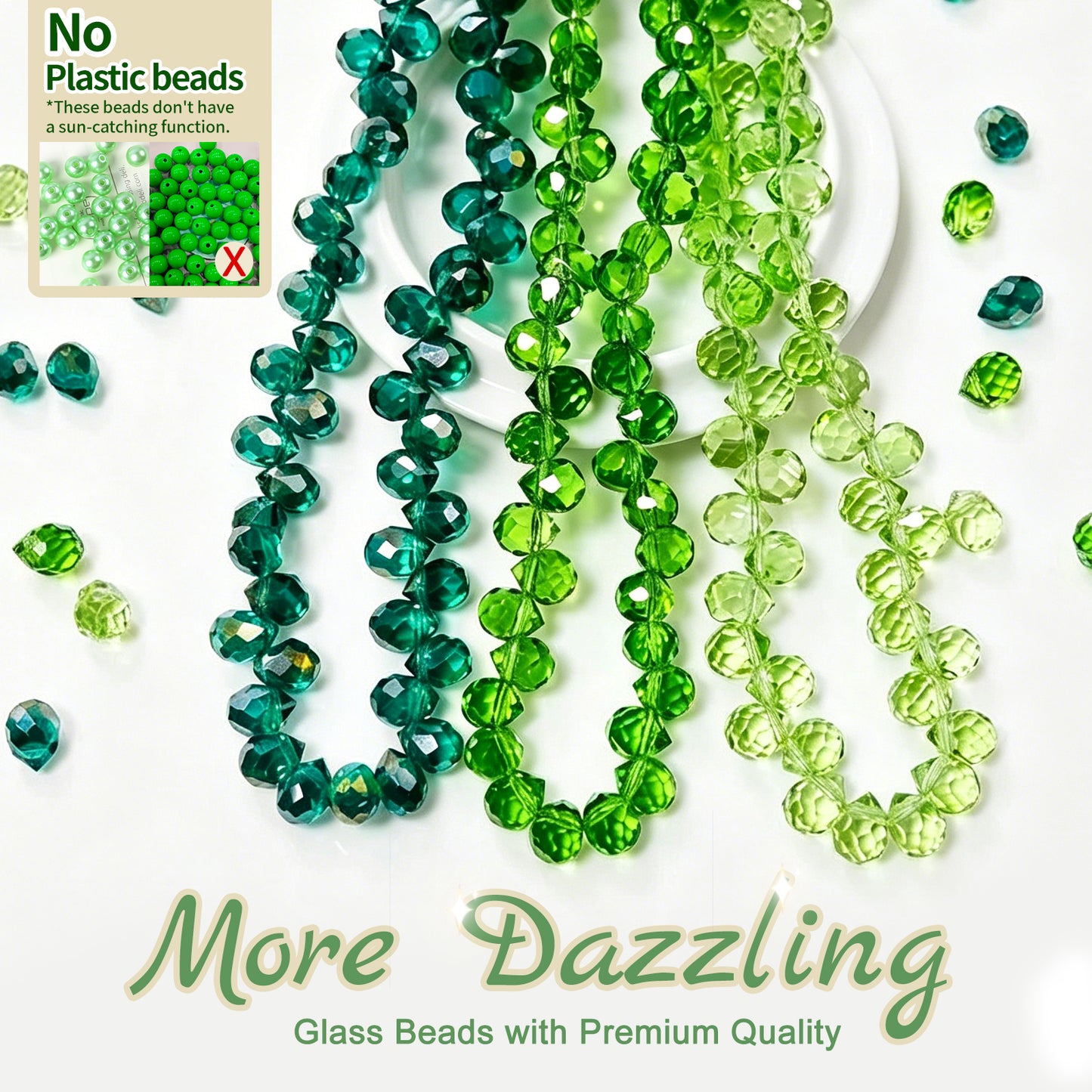 Green Teardrop Beads Crystal Glass Water Drop Faceted Beads Loose Top Drilled Beads for Making Beaded Planet Sun Catcher DIY Jewelry Craft 8X10 mm