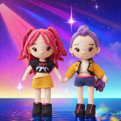 K-pop Dolls Gift for Fans Women Men,7 Inch Handmade Crochet Plush Hunter Doll,Movie Anime Theme Perfect Christmas and Birthdays Toy Gift for Kpop RPD,Girls Fans,Music Festivals