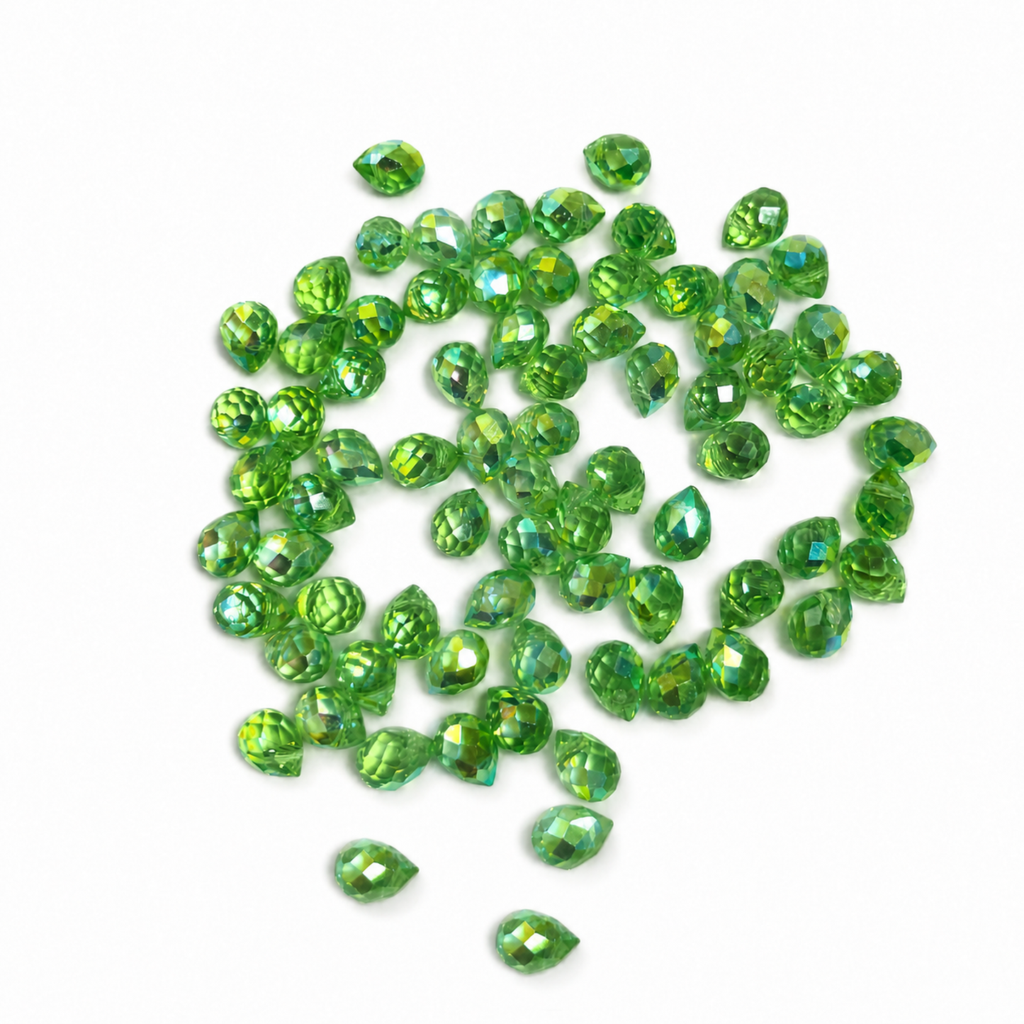 Green Teardrop Beads Crystal Glass Water Drop Faceted Beads Loose Top Drilled Beads for Making Beaded Planet Sun Catcher DIY Jewelry Craft 8X10 mm