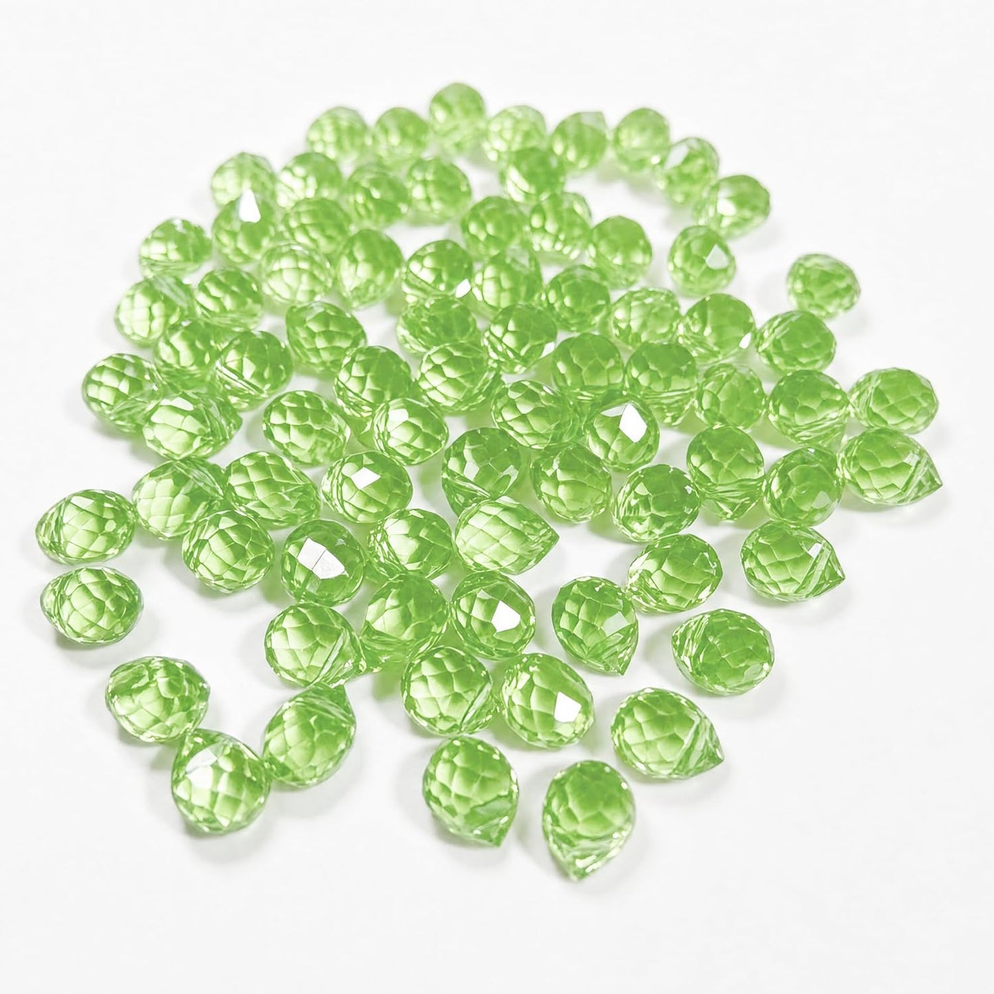 Green Teardrop Beads Crystal Glass Water Drop Faceted Beads Loose Top Drilled Beads for Making Beaded Planet Sun Catcher DIY Jewelry Craft 8X10 mm