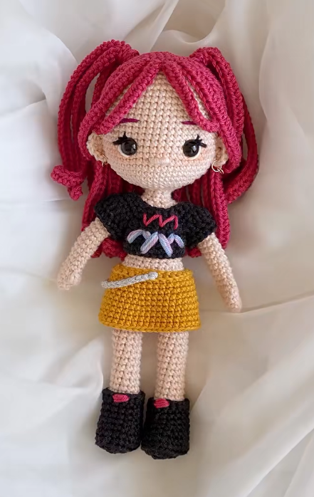 K-pop Dolls Gift for Fans Women Men,7 Inch Handmade Crochet Plush Hunter Doll,Movie Anime Theme Perfect Christmas and Birthdays Toy Gift for Kpop RPD,Girls Fans,Music Festivals