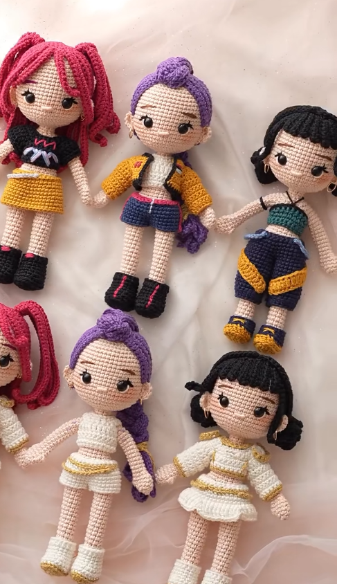 K-pop Dolls Gift for Fans Women Men,7 Inch Handmade Crochet Plush Hunter Doll,Movie Anime Theme Perfect Christmas and Birthdays Toy Gift for Kpop RPD,Girls Fans,Music Festivals