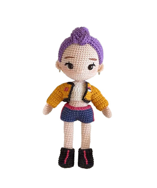 K-pop Dolls Gift for Fans Women Men,7 Inch Handmade Crochet Plush Hunter Doll,Movie Anime Theme Perfect Christmas and Birthdays Toy Gift for Kpop RPD,Girls Fans,Music Festivals