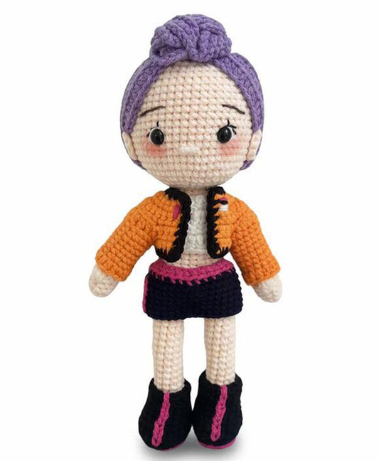Movie Kpop Doll 9.85 Inch, Handmade Kintted Crochet Hunter Doll for Fans Women, Anime Theme Christmas Stocking Stuffers Filling
