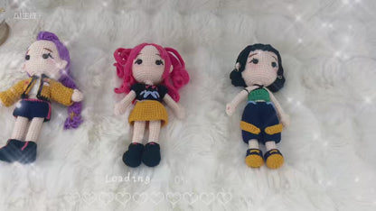 K-pop Dolls Gift for Fans Women Men,7 Inch Handmade Crochet Plush Hunter Doll,Movie Anime Theme Perfect Christmas and Birthdays Toy Gift for Kpop RPD,Girls Fans,Music Festivals